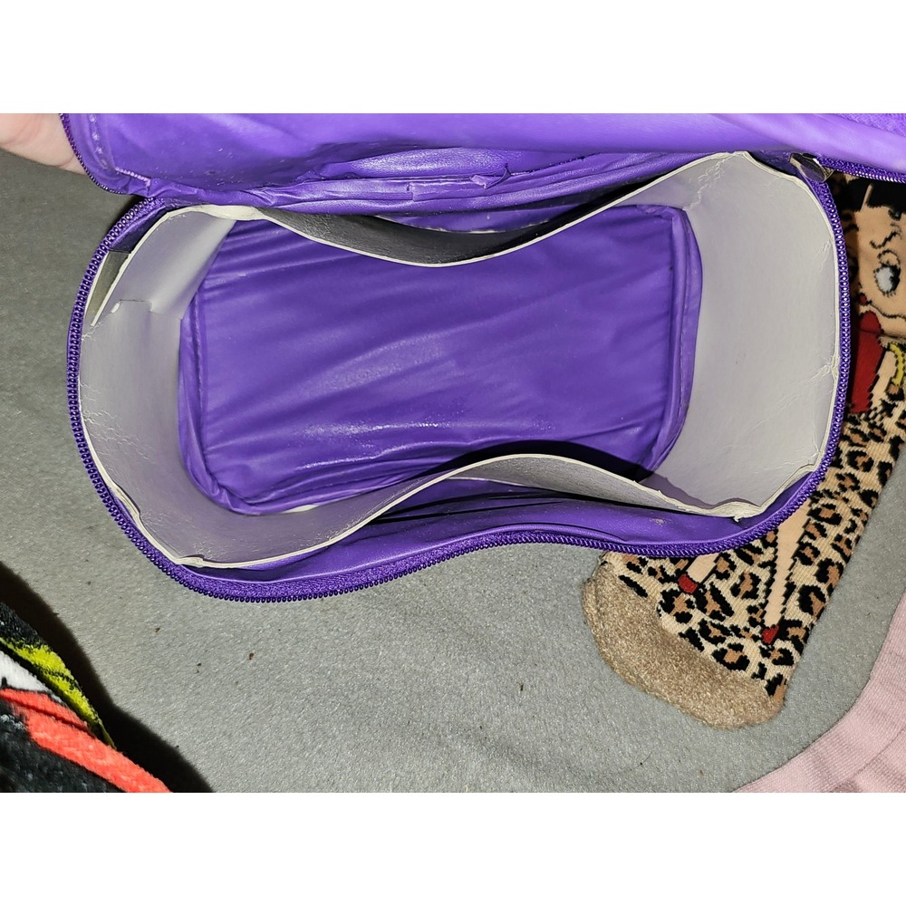 Vintage 2003 Betty Boop Purple Cosmetic Travel Makeup Vanity Bag w/Rop Handle - Picture 5 of 6